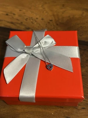 "Collar corazón zafiro azul tesoros pequeños moneda Roberto oro blanco 18kt 18""" Foto 1 de 4