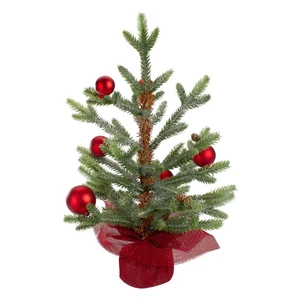 Northlight 18" Potted Pine Red Ornaments Medium Artificial Christmas Tree - Picture 1 of 4