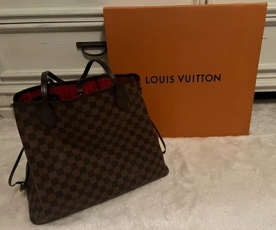 Bolso de Mano Louis Vuitton Neverfull MM Marrón Damier Level Monograma Lona Cereza Foto 1 de 4