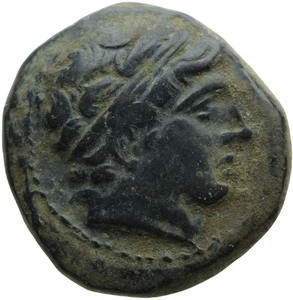 061. Greek Bronze Coin. PHILIP II, Macedonia. AE-18. Apollo / Youth on Horseback - Picture 1 of 2