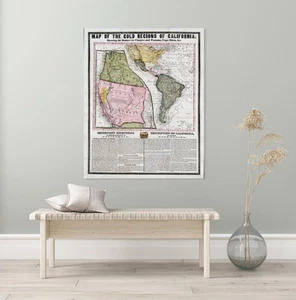 1849 Map of the Gold Regions of California Gold Rush History Fine Art Print - Picture 1 of 7