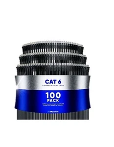 Cable Ethernet Cat 6 0,6 pies (paquete de 100) LAN de alta velocidad negro - Imagen 1 de 4