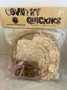 Potpourri Wall Hanging Embroidery Hoop With Netting and  Lace - Picture 1 of 1