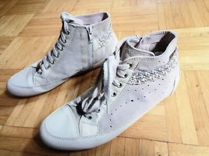 Schuhe Sneaker Tosca Blu 39 Leder beige Strasssteine Perlen Reißverschluss  - Bild 1 von 14