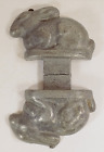 Antique E. & Co. N.Y. #675 Two Piece Hinged Pewter Rabbit Shaped Bunny Mold.