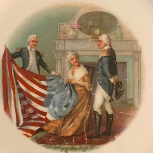 Werbekalenderteller 1914 "Making the First American Flag" Benedikt, Nebr - Bild 1 von 7