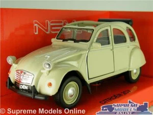 CITROEN 2CV MODEL CAR CREAM 1:36-1:38 SCALE WELLY 49720CW CLASSIC K8 - Picture 1 of 4