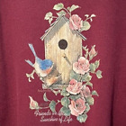 Vintage 90S Tultex Maximum Sweats Sweatshirt Birdhouse, Bird, Roses Graphic, Xl