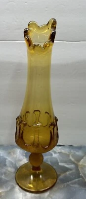 Vaso de vidro texturizado elástico âmbar Stelvia vaso floral botão MCM balançado floral presente - Imagem 1 de 4