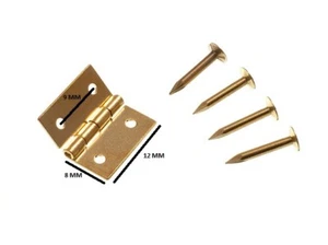 Mini cerniere per portagioie + spille ottone 13 mm (2 paia) - Foto 1 di 1