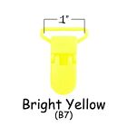 10 KAM Plastic Paci Pacifier - Suspender / Bib Holder Clips - 1" Bright Yellow