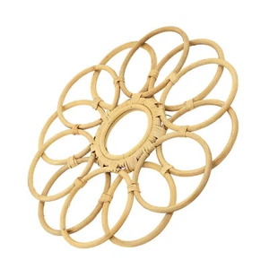 Rattan Mirror Round Retro Delicate Wall Decoration Mirror Decor For Entryway BU - Picture 1 of 12