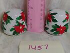 Vintage Ceramic Hand-Painted Poinsettia Salt And Pepper Shakers Glossy Finish
