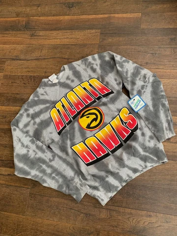 NBA ATLANTA HAWKS men's crew neck sweatshirt, tie dye, SMALL, NEW, '47 Cover