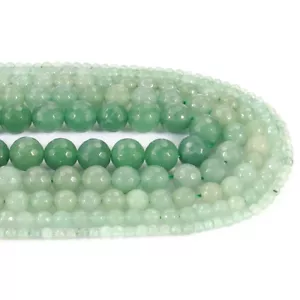 Cuentas espaciadoras facetadas de piedra de aventurina verde natural 15,5"" 4 mm 6 mm 8 mm 10 mm 12 mm - Imagen 1 de 5