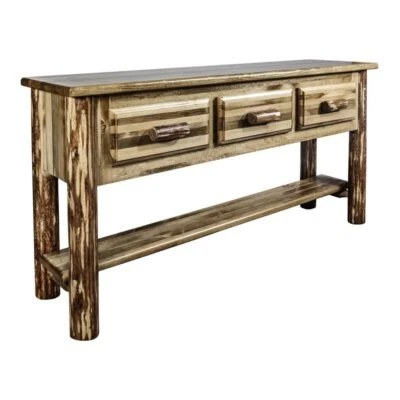 Montana Woodworks Glacier Country Wood Console Table with 3 Drawers in Brown - Image 1 of 4