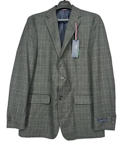 TOMMY HILFIGER Sport Coat Size 40L Olive Brown Plaid Modern Fit Stretch NWT $295 - Picture 1 of 9