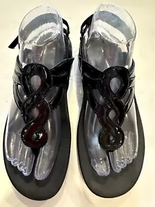 Rockport Cobb Hill sandalo piatto donna Ramona nero vernice taglia 8 - Foto 1 di 9