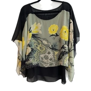CITRON SANTA MONICA Silk Blouse Butterfly Sleeves Lightweight Flowy Sheer Chic - Imagen 1 de 15