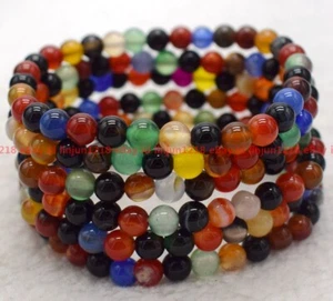 Wholesale 6 Pcs 6mm Multicolor Agate Healing Gemstone Stretch Bracelet 7.5"AAA - Picture 1 of 12