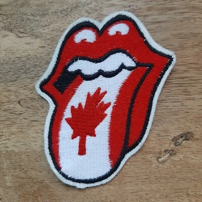 Rolling Stones Tongue Canadian Canada Flag Rock Music Embroider Sew on Patch  - Image 1 of 4
