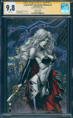 Lady Death: Cataclysmic Majesty #2 Brian Pulido Firmado Edición Lámina SS CGC 9.8 Foto 1 de 2