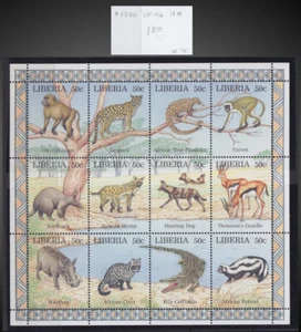 1997 LIBERIA AFRICAN WILDLIFE BABOON PANGOLIN POLECAT VERVET SCT.1240 MI.1807-18 - Bild 1 von 1
