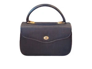 Vintage Nina Ricci Black Canvas & Leather Top Handle Handbag Purse - Picture 1 of 11