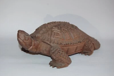 Escultura de madera de cedro: tortuga minogama, Japón Foto 1 de 4