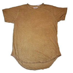 FWRD Denim & Co Distressed Mustard Yellow Long T-Shirt Mens Medium - Picture 1 of 9