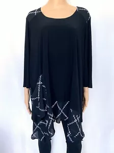 JOSEPH RIBKOFF Talla US 22 2XL UK 24 Negro Blanco Vestido Top Blusa Túnica Mujeres - Imagen 1 de 8