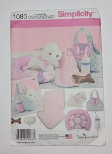 Simplicity 1083 Sewing Pattern Stuffed Plush Puppy Dog/Toy/Carrier/Bed/Bone UC - Picture 1 of 6
