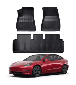 Set of 3 Refresh Edition Floor Mats Carpets For 2023-2025 Tesla 3 - Picture 1 of 7