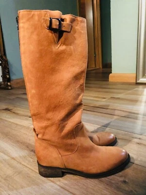 Lavorazione Artigiana Womens Brown Leather Block Heel Riding Boots Size 38.5 New - Image 1 of 4