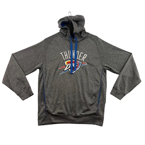 NBA Oklahoma City Thunder Hoodie Mens Small Gray OKC Pullover Sweatshirt Cover