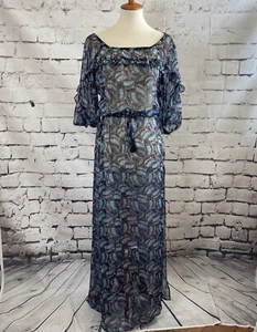 Maxi Vestido Victorias Secret Pequeño Transparente Estampado Floral Volantes Encaje Body Conjunto - Imagen 1 de 12