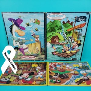 Vintage Hanna-Barbera Disney Frame Tray Puzzles QuickDraw McGraw Mickey Lot Of 4 - Picture 1 of 9