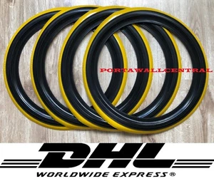 ATLAS 4X14" YELLOW&BLACK WALL TYRE TRIMS PORTAWALL SET X4 - Picture 1 of 3