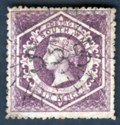 Nueva Gales del Sur 1860-63 Scott 40 6d Violeta Reina Victoria perf 13 Usado F Foto 1 de 2