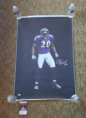 Póster autógrafo de lienzo firmado por Ed Reed 24 X 36,5 certificado por la JSA Baltimore Ravens Foto 1 de 3