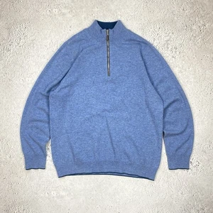 Suéter Pullover N Peal Cashmere Hombres 1/4 Cremallera Azul Talla L - Imagen 1 de 10