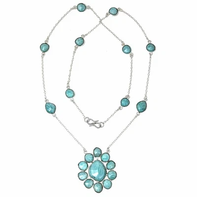 Collana pietra preziosa con piedi di amazzonite fatta a mano gioielli... - Immagine 1 di 4