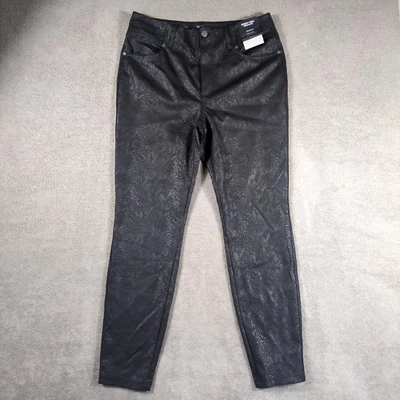Simply Vera Vera Wang Polished Twill Pants Womens Large Black Snake Print Skinny - Image 1 of 4