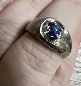 10k Gold Lab Created Blue Lindy Star Rubin Schmuck Ring Weihnachten Größe 8 Behälter 53 - Bild 1 von 4