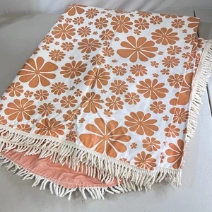 Mantel Vinilo Vintage 60’s 70’s Mod Retro Naranja Margarita Flecos Cámper Patio - Imagen 1 de 9