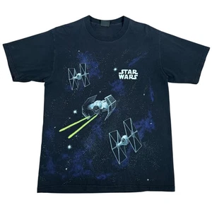 Camicia Star Wars vintage anni 90 stampa all over cravatta combattente morte stella double face L - Foto 1 di 9