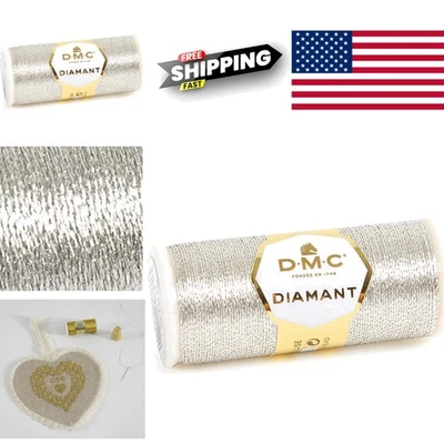 Diamant Metallic Thread 38.2 Yards Light Silver Smooth Polyester for Needlework - Image 1 of 4
