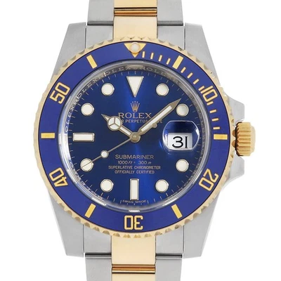 Rolex Submariner Fecha 116613LB Azul Número Aleatorio Segunda Mano Para Hombre Foto 1 de 4