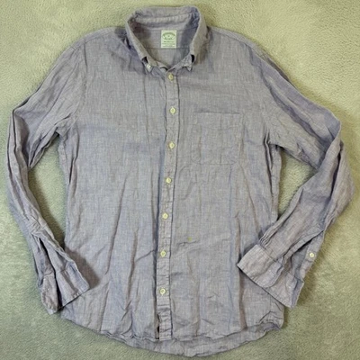 Brooks Brothers Baird McNutt Milano Fit Linen Button Down Shirt Mens Medium Blue - Image 1 of 4