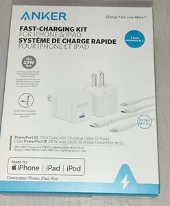 🔥🔥 Anker Powerport III PD Nano 20W USB-C Fast Wall Charger 2 Pack White - Picture 1 of 2